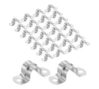 PATIKIL Conduit Clamps 3/7" Silver 2 Hole U Bracket Stainless Steel 30PCS | Rigid Pipe Strap for Fixing Water Pipe Cables Securing Hoses Tube Fuel Lines