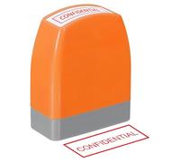 PATIKIL Confidential Notice Stamp Self Inking, Red Ink Office Stamps Pre Inked Message Refillable Business Stamper, Orange