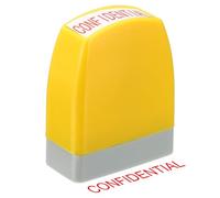 PATIKIL Confidential Notice Stamp Self Inking, Red Ink Office Stamps Pre Inked Message Stamp Refillable Business Stamp, Yellow