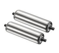 PATIKIL Conveyor Roller 2" Diameter 8" Length, 2 Pack Stainless Steel Gravity Transmission Replacement Part Galvanized End, Silver