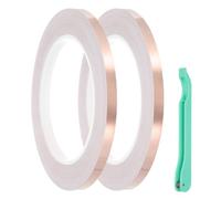 PATIKIL Copper Foil Tape, 2 Roll 1/4" x 82Ft Stained Glass Foil Hand Foiler Solder Supplies with Lead Foil Tools Kit for DIY Craft Stained Glass Soldering Electrical Repairs, Green