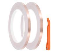 PATIKIL Copper Foil Tape, 2 Roll 1/4" x 82Ft Stained Glass Foil Hand Foiler Solder Supplies with Lead Foil Tools Kit for DIY Craft Stained Glass Soldering Electrical Repairs, Orange
