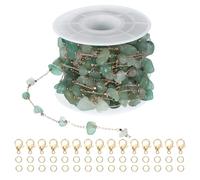 PATIKIL Copper Jewelry Chain, 16Ft Grape Green Natural Stone Link Cable Chains for Necklace Earring Bracelet Findings Jewelry Making Trucker Hat Chains, Gold/Grape Green