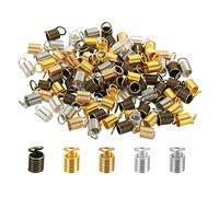 PATIKIL Cord End Caps, 100Pcs 5x9mm Metal Spring Coil End Tips Crimp Terminators Caps for Jewelry Making Bracelets Necklace DIY Crafting, Multicolored