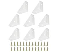 PATIKIL Corner Braces 1.5 x 1.5 Inch, 6 Pieces Triangle Shelf Bracket Joint Right Angle Bracket Cold Rolled Steel Braces Joining Support with Screws for Desk Bed Edge, White