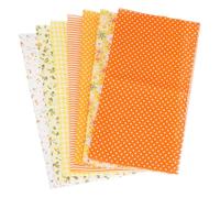 PATIKIL Cotton Fabric Bundles, 7 Pcs 20 x 20 Inch Pure Cotton Fat Quarter Floral Printed Precut Fabric Squares for Sewing Patchwork Quilting DIY Crafts, Orange