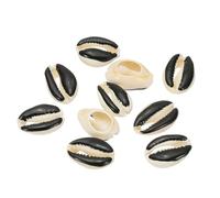 PATIKIL Cowrie Sea Shells, 10 Pcs Black, White Smooth Oval Seashells Beads Natural Cowrie Beach Shells Decoration Craft Bead for DIY Bracelet Jewelry Crafting