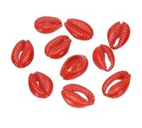 PATIKIL Cowrie Sea Shells, 10 Pcs Red Smooth Oval Seashells Beads Natural Cowrie Beach Shells Decoration Craft Bead for DIY Bracelet Jewelry Crafting