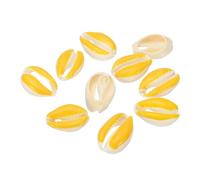 PATIKIL Cowrie Sea Shells, 10 Pcs Yellow, White Smooth Oval Seashells Beads Natural Cowrie Beach Shells Decoration Craft Bead for DIY Bracelet Jewelry Crafting