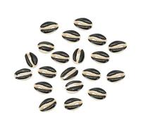 PATIKIL Cowrie Sea Shells, 20 Pcs Black, White Smooth Oval Seashells Beads Natural Cowrie Beach Shells Decoration Craft Bead for DIY Bracelet Jewelry Crafting