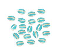 PATIKIL Cowrie Sea Shells, 20 Pcs Light Blue, White Smooth Oval Seashells Beads Natural Cowrie Beach Shells Decoration Craft Bead for DIY Bracelet Jewelry Crafting
