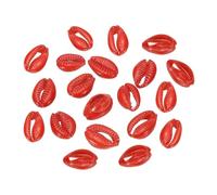 PATIKIL Cowrie Sea Shells, 20 Pcs Red Smooth Oval Seashells Beads Natural Cowrie Beach Shells Decoration Craft Bead for DIY Bracelet Jewelry Crafting