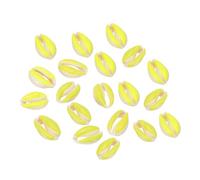 PATIKIL Cowrie Sea Shells, 20 Pcs Yellow Green, White Smooth Oval Seashells Beads Natural Cowrie Beach Shells Decoration Craft Bead for DIY Bracelet Jewelry Crafting