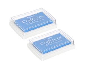 PATIKIL Craft Ink Pads for Stamps, 2 Pcs Washable Finger Print Ink Stamp Pad Color DIY Square for Rubber Stamps Paper Scrapbooking Fabric Wood, Sky Blue