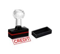 PATIKIL Credit Stamp Self Inking, Red Ink Office Stamps Pre Inked Message Stamp Refillable Business Stamp, Black