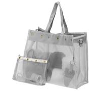 PATIKIL Crochet Bag for Yarn Storage, Large Size Knitting Organizer Detachable Mesh Yarn Case Holder with Strap for Crocheting Supplies Needles Hooks, Gray