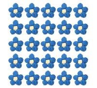 PATIKIL Crochet Flowers, 50 Pcs Applique Flowers for Craft Sewing Crochet Flowers Appliques Embellishments for DIY Hair Clothes Party Craft Decor, Navy Blue/Yellow