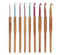 PATIKIL Crochet Hooks Set, 9 Pcs Bamboo Handle Crochet Hook Set Ergonomic Knitting Hook Kit Needles for Crochet Yarn Craft Hands Beginning DIY Supplies, Multicolor