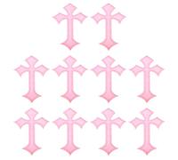PATIKIL Cross Embroidered Patches,10 Pcs Cross Sew on Iron on Decorative Patches for Repair Decoration Clothing Hats Jackets Backpack, 4.1" Lx2.8 W, Pink