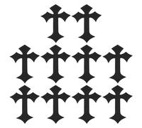 PATIKIL Cross Embroidered Patches,10 Pcs Cross Sew on Iron on Decorative Patches for Repair Decoration Clothing Hats Jackets Backpack, 4.1" Lx2.8 W, Black