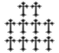 PATIKIL Cross Embroidered Patches,10 Pcs Cross Sew on Iron on Decorative Patches for Repair Decoration Clothing Hats Jackets Backpack, 4.1" Lx2.8 W, Black White