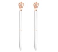 PATIKIL Crown Ballpoint Pen, 2Pcs Sparkling Bling Metal Pen with Crown Top Elegant 1.0mm Black Ink Ballpoint Refillable for Office Business Wedding Party Birthday Gift, Matte Silver