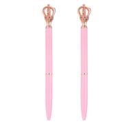 PATIKIL Crown Ballpoint Pen, 2Pcs Sparkling Bling Metal Pen with Crown Top Elegant 1.0mm Black Ink Ballpoint Refillable for Office Business Wedding Party Birthday Gift Matte Pink/Rose Gold
