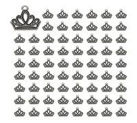 PATIKIL Crown Charm, 100 Pcs Alloy Vintage King Crown Pendant for DIY Crafts, Black, 0.67 x 0.7 Inch