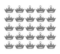 PATIKIL Crown Charm, 100Pcs Mini Crown Pendant Charm Bulk Metal Vintage Designer DIY for Making s s Wedding Crafts Queen, Dark Silver