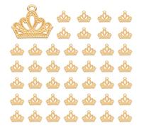 PATIKIL Crown Charm, 50 Pcs Alloy Vintage King Crown Pendant for DIY Crafts, Light Gold, 0.67 x 0.7 Inch