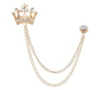 PATIKIL Crown Hanging Chain Brooch Pins, Rhinestone Suit Pins Fashion Crystal Lapel Pins for Women Men Clothes Dress Bouquet Coat Hat Bag, Gold Tone (White)