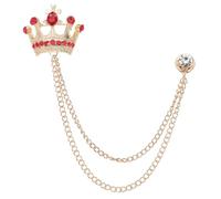 PATIKIL Crown Hanging Chain Brooch Pins, Rhinestone Suit Pins Fashion Crystal Lapel Pins for Women Men Clothes Dress Bouquet Coat Hat Bag, Gold Tone (Red)