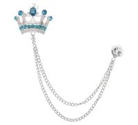 PATIKIL Crown Hanging Chain Brooch Pins, Rhinestone Suit Pins Fashion Crystal Lapel Pins for Women Men Clothes Dress Bouquet Coat Hat Bag, Silver (Deep Blue)