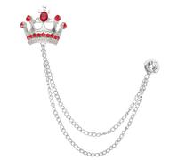 PATIKIL Crown Hanging Chain Brooch Pins, Rhinestone Suit Pins Fashion Crystal Lapel Pins for Women Men Clothes Dress Bouquet Coat Hat Bag, Silver (Red)