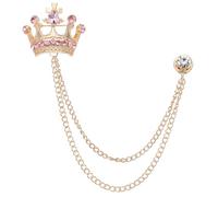 PATIKIL Crown Hanging Chain Brooch Pins, Rhinestone Suit Pins Fashion Crystal Lapel Pins for Women Men Clothes Dress Bouquet Coat Hat Bag, Gold Tone (Pink)