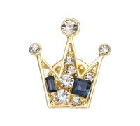 PATIKIL Crown Lapel Pins, Crown Collar Brooch Pin Small Crystal Rhinestone Queen Brooch for Business Suit Collar Women Men Wedding Party Shirt Dress Coat, Gold Tone(Blue)