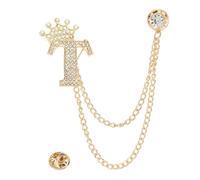 PATIKIL Crown Letter t Hanging Chain Brooch Suit Pin Set, Gold