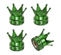 PATIKIL Crown Tire Valve Stem Caps, 4 Pcs, Green | Tire Valve Caps,Vehicle Car Tire Air Caps Covers,with O Rubber Ring,Universal for Bicycle SUV Automotive
