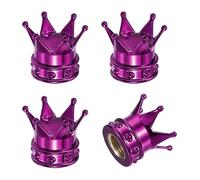 PATIKIL Crown Tire Valve Stem Caps, 4 Pcs, Purple | Tire Valve Caps,Vehicle Car Tire Air Caps Covers,with O Rubber Ring,Universal for Bicycle SUV Automotive