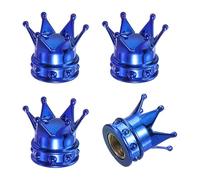 PATIKIL Crown Tire Valve Stem Caps, 4 Pcs Tire Valve Caps Vehicle Car Tire Air Caps Covers with O Rubber Ring Universal for Bicycle SUV Automotive, Blue