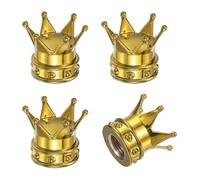 PATIKIL Crown Tire Valve Stem Caps, 4 Pcs Tire Valve Caps Vehicle Car Tire Air Caps Covers with O Rubber Ring Universal for Bicycle SUV Automotive, Golden