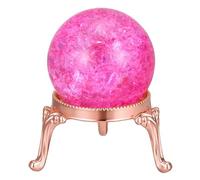 PATIKIL Crystal Ball 40mm, Ice Cracked Glass Ball with Metal Stand, Decorative Crystal Sphere Glass Paperweight for Home Wedding Office Party Table Decor Ornaments, Pink/Rose Gold