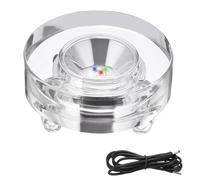 PATIKIL Crystal LED Light Base, 2.99" Dia Round Base 7 Color Lights Display Pedestals Changing Wired Base Top Flat Stand for 3D Glass, Stones, Art Craft
