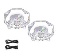 PATIKIL Crystal LED Light Base, 2 Set 2.99" Dia Octagon with Concave Base 7 Color Lights Display Pedestals Changing Wired Top Flat Stand for 3D Glass Ball