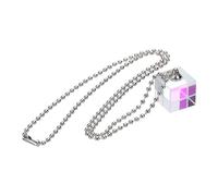 PATIKIL Cube Necklace, 15mm K9 Crystal Cube Prism Dispersion Prism Mini Glass Figurine Demonstrating Beam Splitting for Physics Teaching Home Decor Photo Prop, AB Color