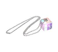 PATIKIL Cube Necklace, 20mm K9 Crystal Cube Prism Dispersion Prism Mini Glass Figurine Demonstrating Beam Splitting for Physics Teaching Home Decor Photo Prop, AB Color