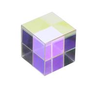 PATIKIL Cube Prism, 30mm K9 Crystal Dispersion Prism Optical Glass X-Cube Mini Glass Figurine Demonstrating Beam Splitting for Physics Teaching Home Decor Photo Prop, AB Color