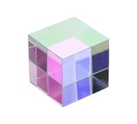PATIKIL Cube Prism, 40mm K9 Crystal Dispersion Prism Optical Glass X-Cube Mini Glass Figurine Demonstrating Beam Splitting for Physics Teaching Home Decor Photo Prop, AB Color