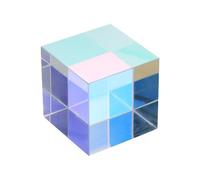 PATIKIL Cube Prism, 50mm K9 Crystal Dispersion Prism Optical Glass X-Cube Mini Glass Figurine Demonstrating Beam Splitting for Physics Teaching Home Decor Photo Prop, AB Color