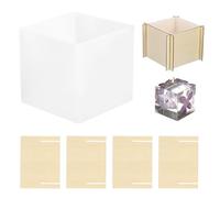 PATIKIL Cube Resin Mould, 3.7" Large Deep Square Epoxy Resin Casting Mould Silicone with Wooden Base for DIY Art Craft, Candle, Soap, Ornaments, Resin Making (Beige)